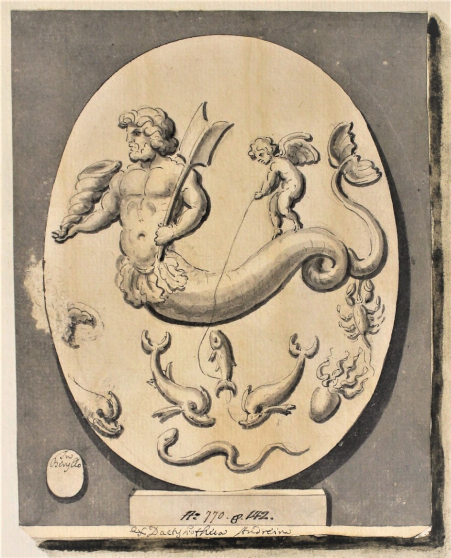 Gem with Triton, Cupid and symbols