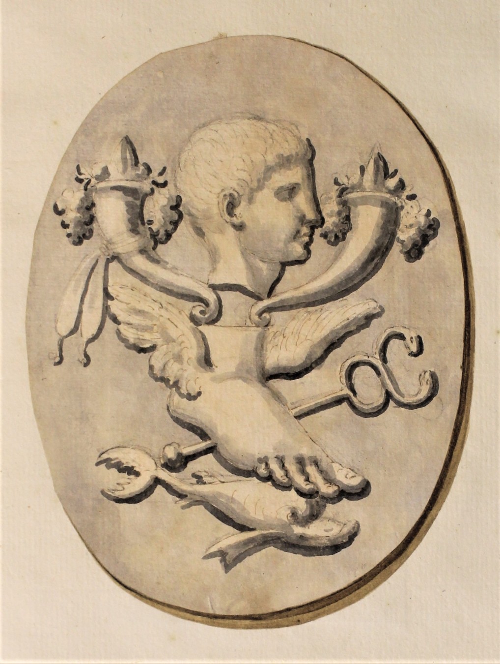 Gem depicting Octavian and symbols of prosperity